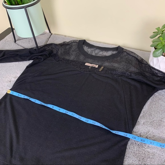Rebecca Taylor Black Crewneck Lace Yoke 3/4 Sleeve - Picture 9 of 9
